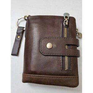 New Mens Wallet with Chain RFID Blocking Genuine Leather Bifold Purse for Men